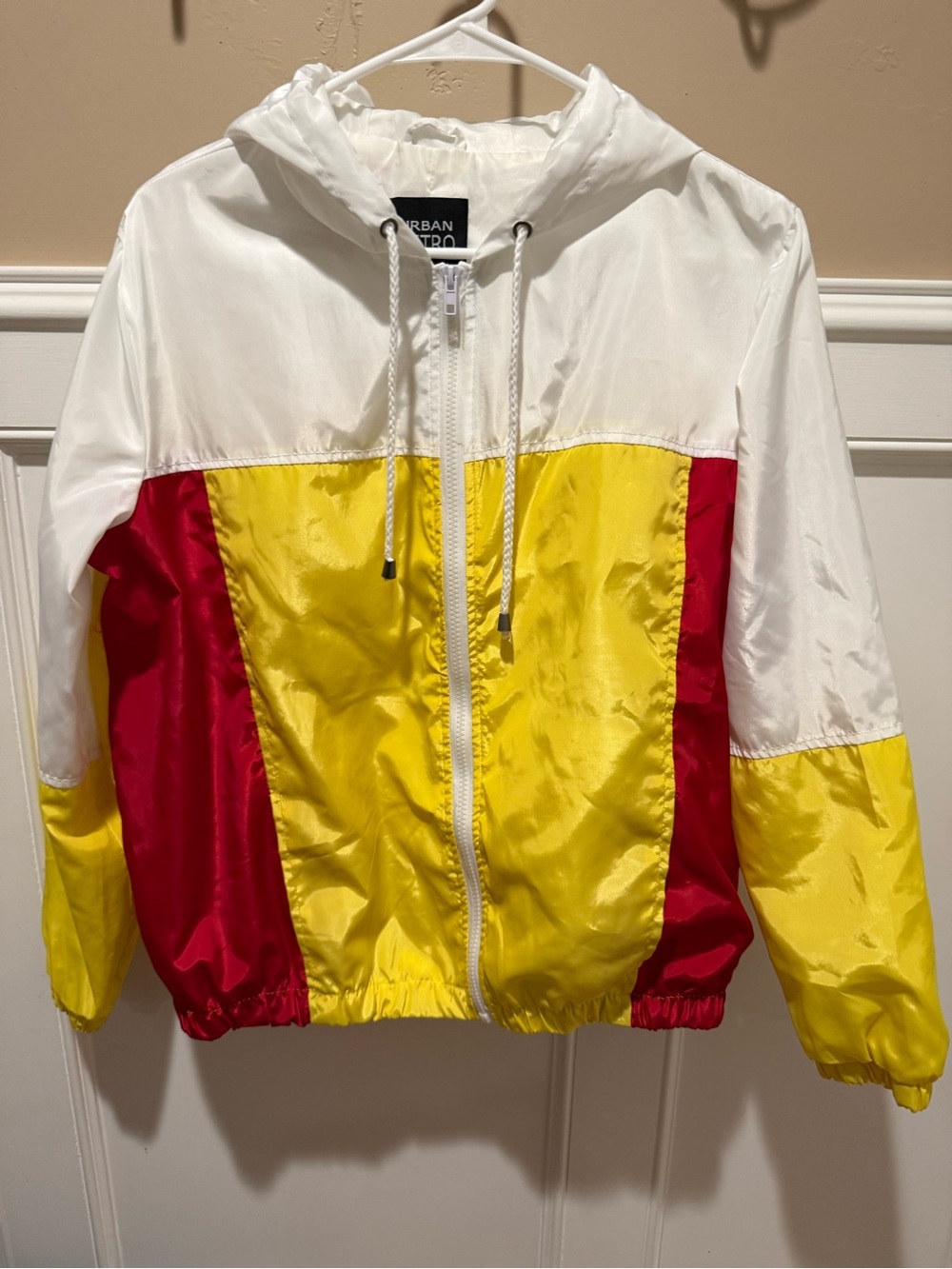 Men's Colorblock Windbreaker Jacket - White/Yellow/Red